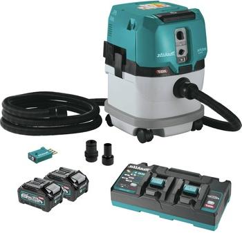 集尘器| Makita GCV04PMUX 40V MAX XGT无刷锂离子无绳4加仑HEPA过滤器干式除尘器套件，配有2节电池(4 Ah)